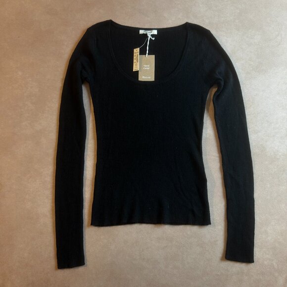 Madewell Merino Wool-Silk Blend Scoopneck Sweater • size small • NWT • NS654 - Picture 6 of 13